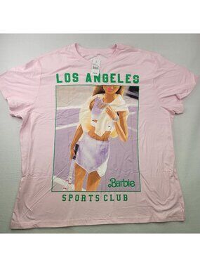 Barbie Los Angeles Sports Club 3X Graphic Tee Pink Barbiecore Lounge Retro Y2k